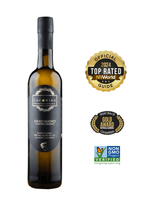 Laconiko Olio Nuovo (1st Certified high phenolic EVOO in North America)