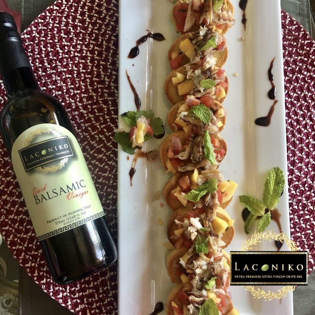 Balsamic Bruschetta with fresh crab