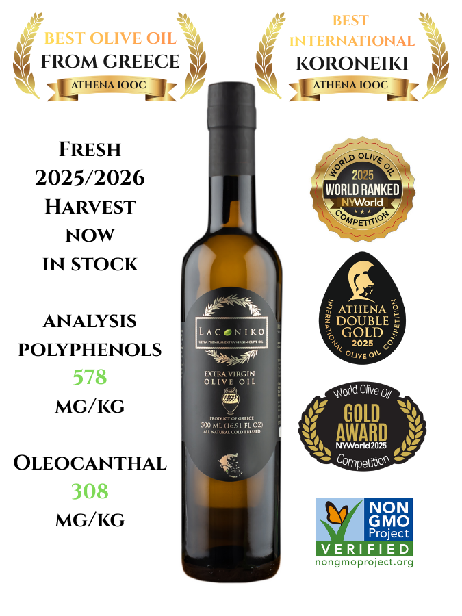 Laconiko Extra Virgin Olive Oil (Certified high phenolic EVOO)