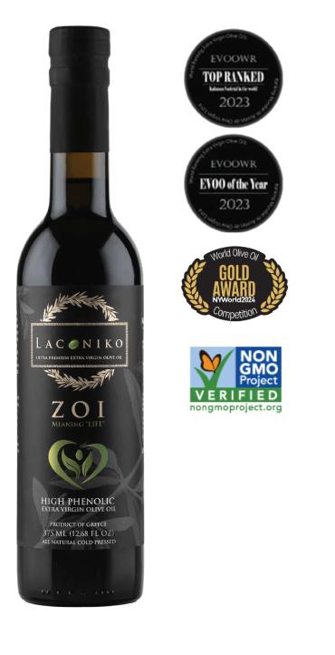 "ZOI" ULTRA High Phenolic EVOO rich in OLEOCANTHAL (375ml)